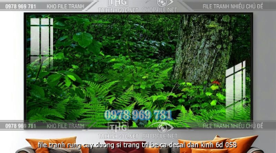 file tranh rung cay duong si trang tri be ca decal dan kinh 6d 058