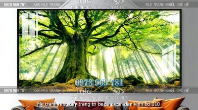 file tranh rung cay trang tri be ca decal dan kinh 6d 010