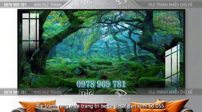 file tranh rung mua trang tri be ca decal dan kinh 6d 055