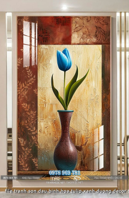 file tranh son dau binh hoa tulip xanh duong decor trang tri 18072024 vien