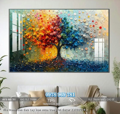 file tranh son dau cay bon mua trang tri decor 23102024