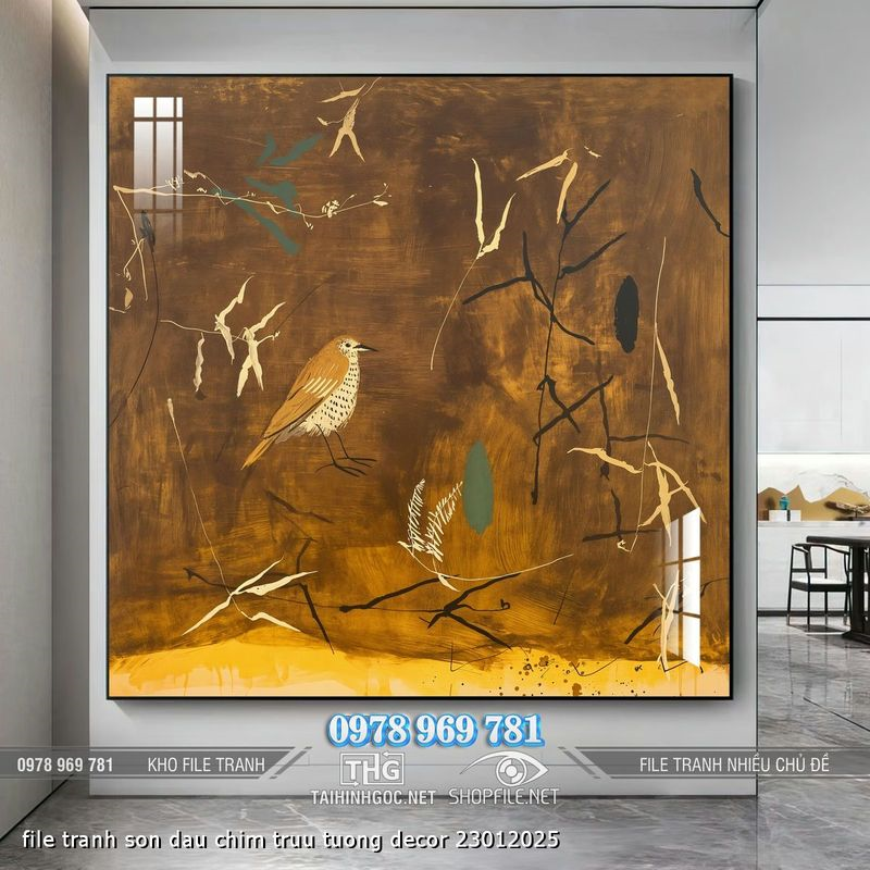 file tranh son dau chim truu tuong decor 23012025