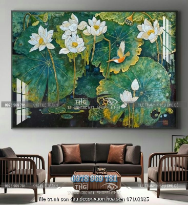file tranh son dau decor vuon hoa sen 07102025