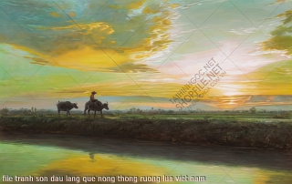 file tranh son dau lang que nong thong ruong lua viet nam