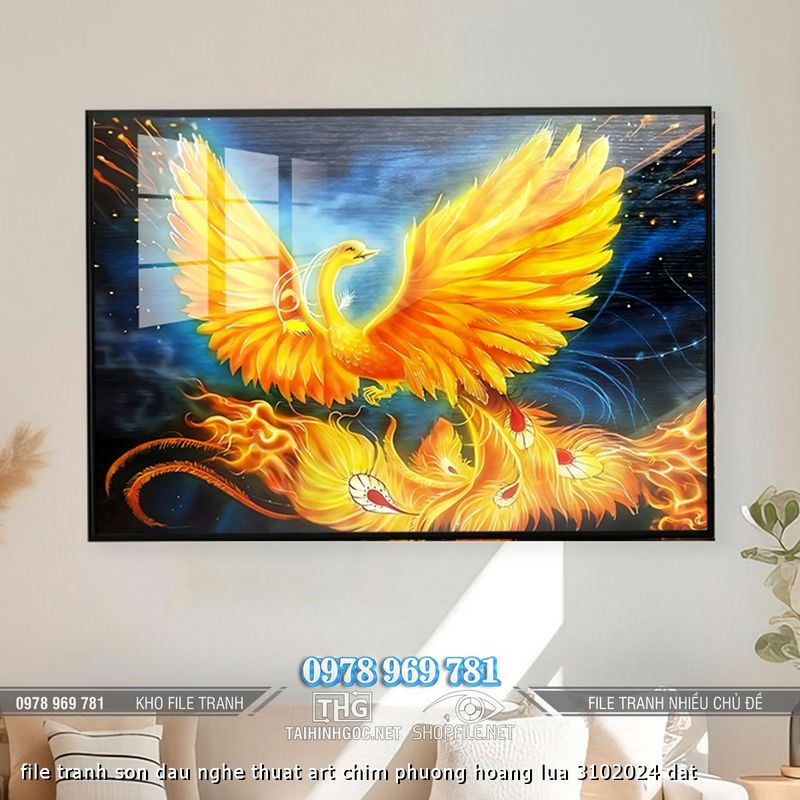 file tranh son dau nghe thuat art chim phuong hoang lua 3102024 dat