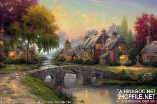 file tranh son dau nghe thuat ngoi lang nho dep mat