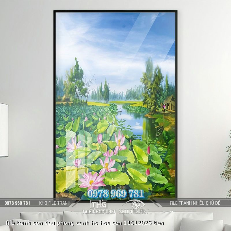 file tranh son dau phong canh ho hoa sen 11012025 tien