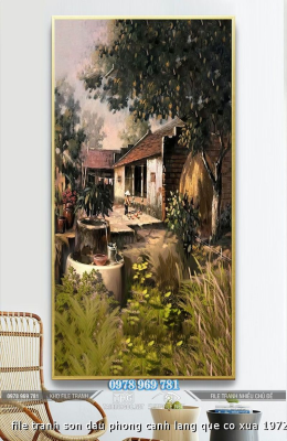 file tranh son dau phong canh lang que co xua 1972024 ho