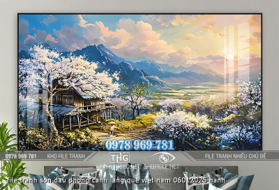 file tranh son dau phong canh lang que viet nam 06012025 hanh