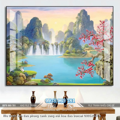 file tranh son dau phong canh song nui hoa dao bonsai 08052024 h