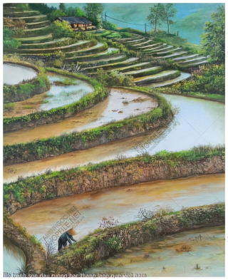 file tranh son dau ruong bac thang lang que viet nam