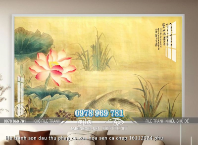 file tranh son dau thu phap co xua hoa sen ca chep 16112024 phu