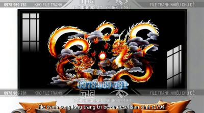 file tranh song long trang tri be ca decal dan kinh t1794