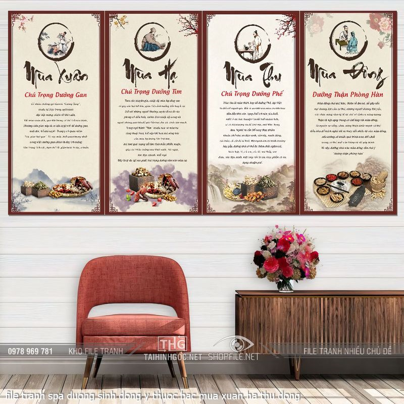 file tranh spa duong sinh dong y thuoc bac mua xuan ha thu dong