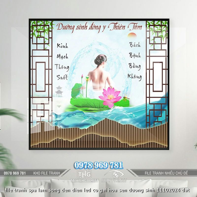 file tranh spa lam song den dien led co gai hoa sen duong sinh 11102024 dat