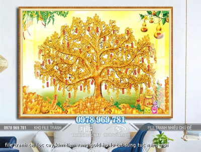 file tranh tai loc cay kim tien vang gold ho lo tet sung tuc nam moi