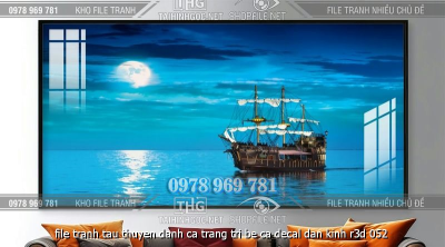 file tranh tau thuyen danh ca trang tri be ca decal dan kinh r3d 052