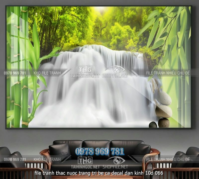 file tranh thac nuoc trang tri be ca decal dan kinh 10d 066