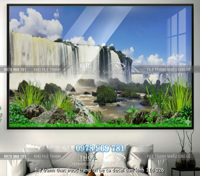file tranh thac nuoc trang tri be ca decal dan kinh 11d 026