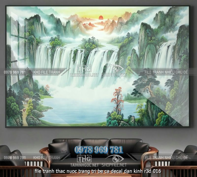 file tranh thac nuoc trang tri be ca decal dan kinh r3d 016