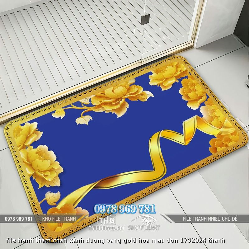 file tranh tham chan xanh duong vang gold hoa mau don 1792024 thanh