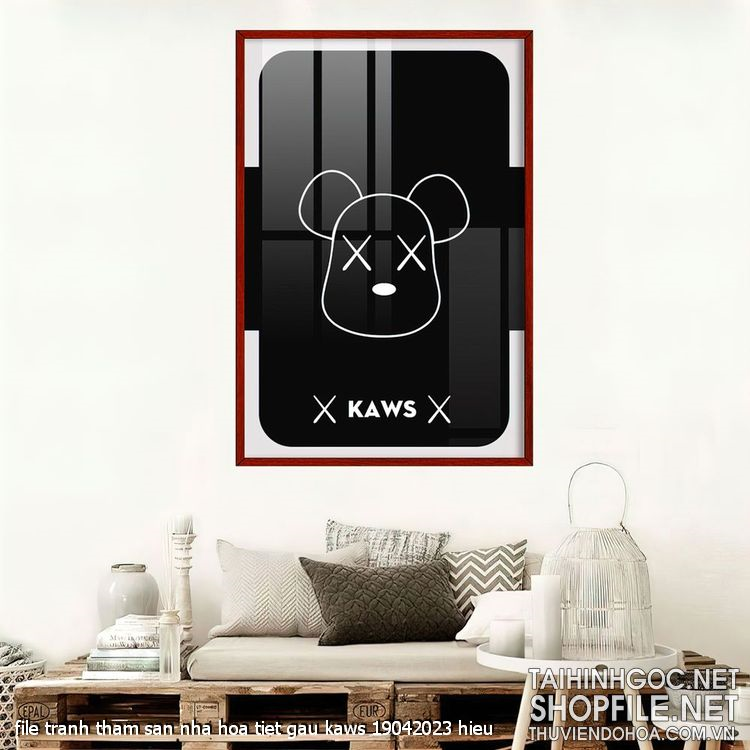 file tranh tham san nha hoa tiet gau kaws 19042023 hieu