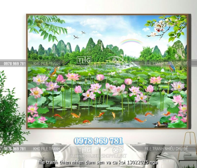 file tranh thien nhien dam sen va ca koi 13022025 nga
