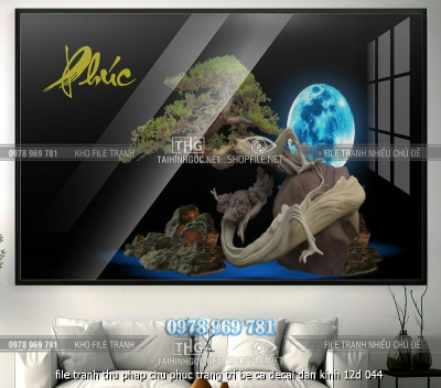 file tranh thu phap chu phuc trang tri be ca decal dan kinh 12d 044