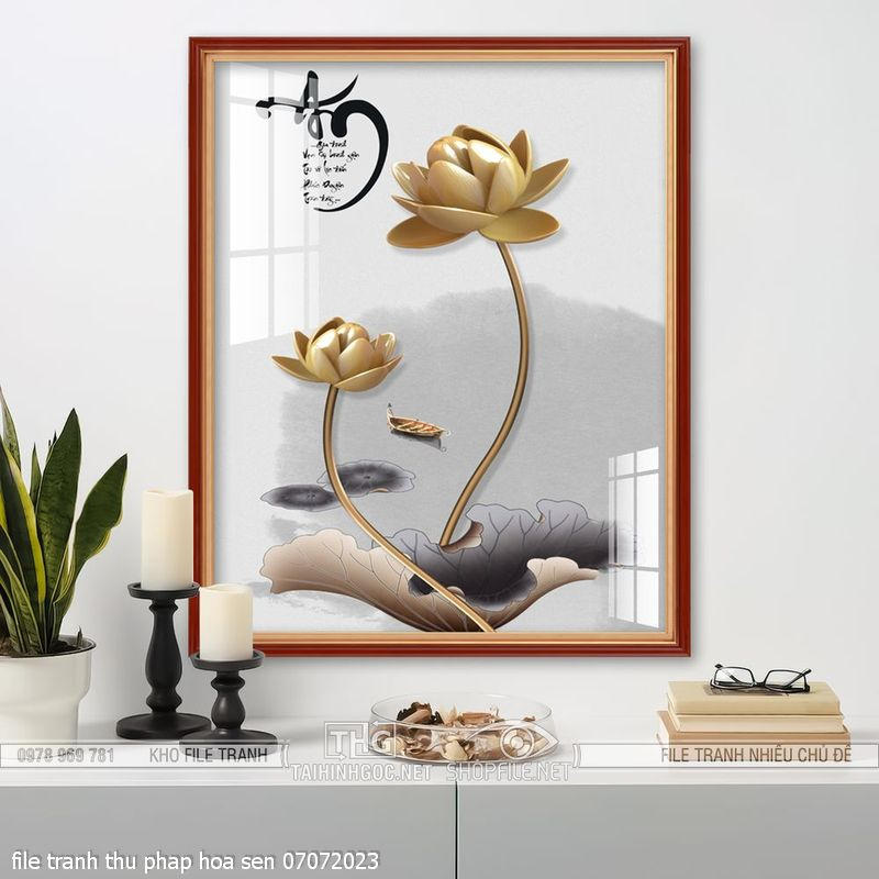 file tranh thu phap hoa sen 07072023