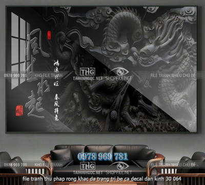 file tranh thu phap rong khac da trang tri be ca decal dan kinh 30 064