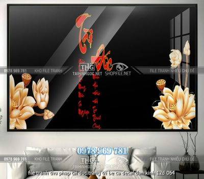 file tranh thu phap tai duc trang tri be ca decal dan kinh 12d 064
