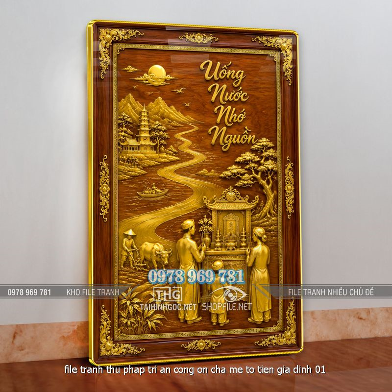 file tranh thu phap tri an cong on cha me to tien gia dinh 01