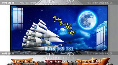 file tranh thuan buom roi dem trang tri be ca decal dan kinh t2048