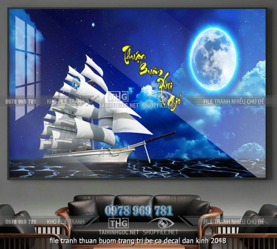 file tranh thuan buom trang tri be ca decal dan kinh 2048