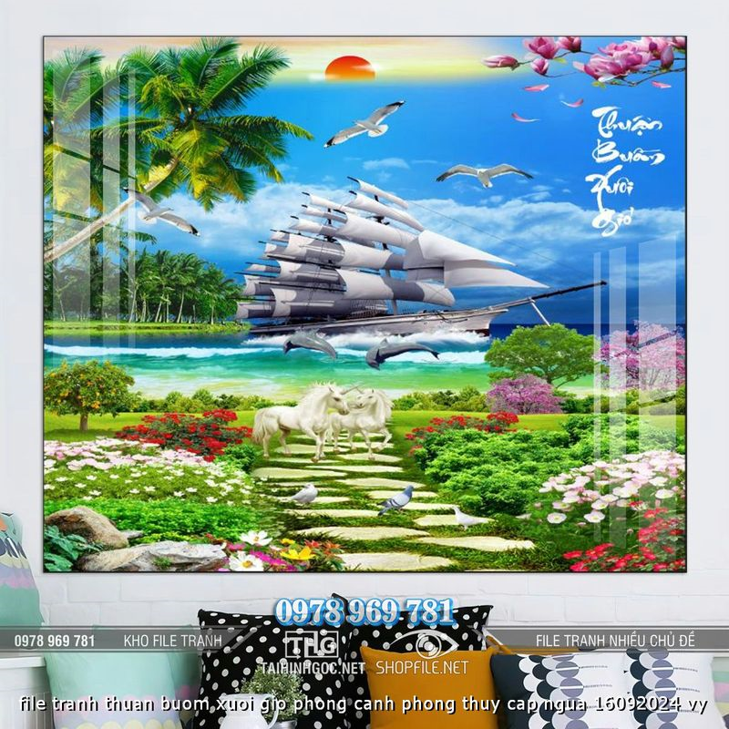 file tranh thuan buom xuoi gio phong canh phong thuy cap ngua 16092024 vy