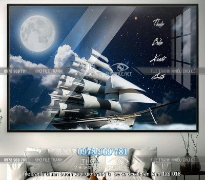 file tranh thuan buom xuoi gio trang tri be ca decal dan kinh 12d 018