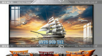 file tranh thuan buom xuoi gio trang tri be ca decal dan kinh t4154