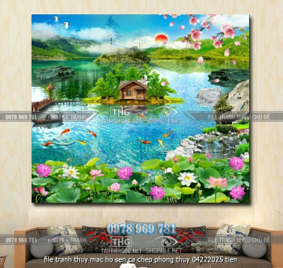 file tranh thuy mac ho sen ca chep phong thuy 04222025 tien