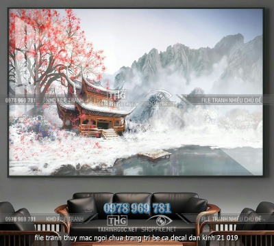 file tranh thuy mac ngoi chua trang tri be ca decal dan kinh 21 019