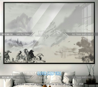 file tranh thuy mac ngua trang tri be ca decal dan kinh 11d 068