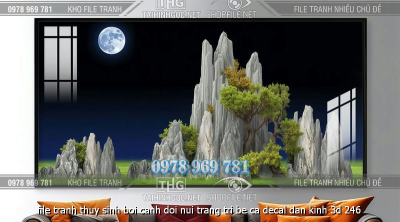 file tranh thuy sinh boi canh doi nui trang tri be ca decal dan kinh 3d 246