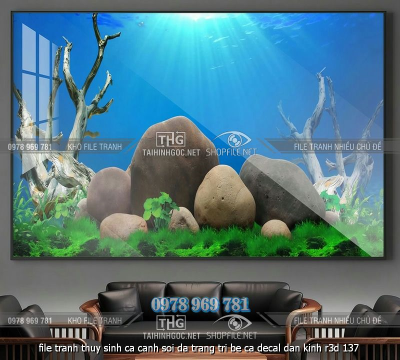 file tranh thuy sinh ca canh soi da trang tri be ca decal dan kinh r3d 137