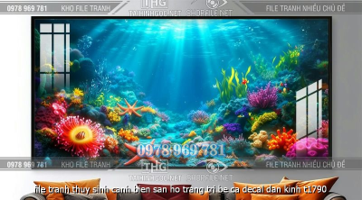 file tranh thuy sinh canh bien san ho trang tri be ca decal dan kinh t1790