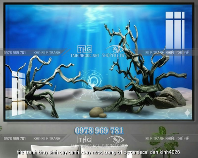 file tranh thuy sinh cay canh xoay nuoc trang tri be ca decal dan kinh4026