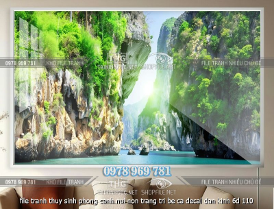 file tranh thuy sinh phong canh nui non trang tri be ca decal dan kinh 6d 110