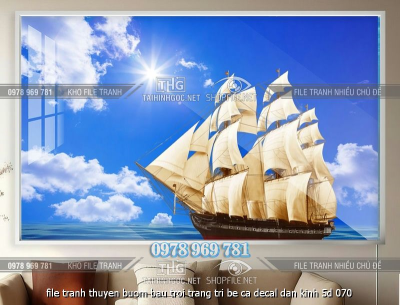file tranh thuyen buom bau troi trang tri be ca decal dan kinh 5d 070