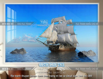 file tranh thuyen buom canh bien trang tri be ca decal dan kinh trd 089