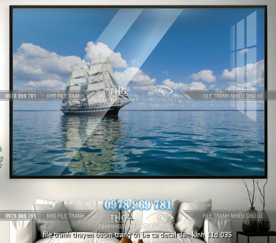 file tranh thuyen buom trang tri be ca decal dan kinh 11d 035