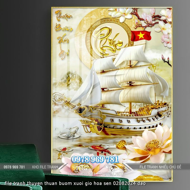 file tranh thuyen thuan buom xuoi gio hoa sen 02082024 dao
