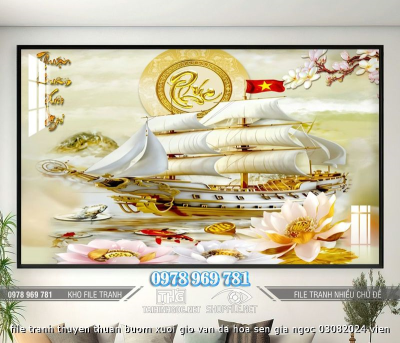 file tranh thuyen thuan buom xuoi gio van da hoa sen gia ngoc 03082024 vien
